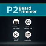 Buy VEGA Power Series P-2 Beard Trimmer for men with Titanium Blades, 160 Mins Runtime & 40 Length Settings, Black, (VHTH-26) - Purplle
