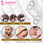 Buy Majestique Nasal Beauty Scissor | Rounded- Tip Mini Eyebrow Scissors | Stainless Steel Grooming Scissors | For Eyebrow, Ear Hair, Face Hair, Nails - Pack of 2 - Purplle