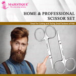 Buy Majestique Nasal Beauty Scissor | Rounded- Tip Mini Eyebrow Scissors | Stainless Steel Grooming Scissors | For Eyebrow, Ear Hair, Face Hair, Nails - Pack of 2 - Purplle