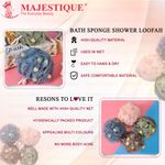 Buy Majestique 3Pcs Round Ball Puff Loofah | Exfoliates Gently while Showering | Bathing Loofah - Color May Vary - Purplle