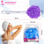 Buy Majestique Body Loofah with Active Spheres Body Wash Sponge and Long Handle Loofah, Soft Exfoliating Shower Home - 3Pcs/Multicolor - Purplle