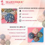 Buy Majestique Body Loofah with Active Spheres Body Wash Sponge and Long Handle Loofah, Soft Exfoliating Shower Home - 3Pcs/Multicolor - Purplle