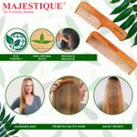 Buy Majestic Wooden Hair Comb Set, Handle with Wide-Tooth Comb, Anti-Static & No Snag, Handcrafted, Color May Vary - Purplle