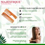 Buy Majestic Wooden Hair Comb Set, Handle with Wide-Tooth Comb, Anti-Static & No Snag, Handcrafted, Color May Vary - Purplle