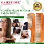 Buy Majestic Wooden Hair Comb Set, Handle with Wide-Tooth Comb, Anti-Static & No Snag, Handcrafted, Color May Vary - Purplle
