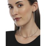 Buy Lilly & Sparkle Gold Toned Cz Stone Studded Stone Chain Necklace With Dangler Earrings - Purplle