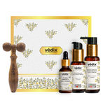 Buy Vedix Vitamin C Skindulgence Ayurvedic Skin Care Kit; With Vitamin C Face Wash, 10% Vitamin C Face Serum, Vitamin C & HA Face Moisturiser + FREE Face Roller; For Women & Men, Gift Set Pack Of 4 - Purplle