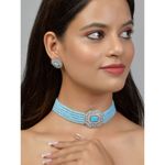 Buy Silvermerc American Diamond Beads layered Choker Jewellery Set - Purplle