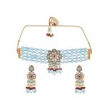 Buy Silvermerc Blue Monalisa Kundan Jewellery Set - Purplle