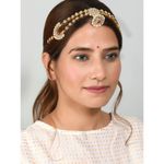 Buy Silvermerc Bridal Gold plated kundan pearl headband mathapatti borla - Purplle