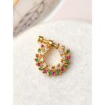 Buy Silvermerc Gold Plated Green & Pink Stone Studded Meenakari Nose Ring - Purplle