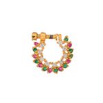 Buy Silvermerc Gold Plated Green & Pink Stone Studded Meenakari Nose Ring - Purplle