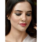Buy Silvermerc Gold Plated Green & Pink Stone Studded Meenakari Nose Ring - Purplle