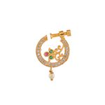 Buy Silvermerc Gold Plated Green & White Stone Studded Floral Meenakari Nose Ring - Purplle