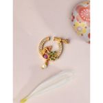 Buy Silvermerc Gold Plated Green & White Stone Studded Peacock Meenakari Nose Ring - Purplle