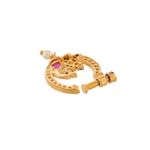 Buy Silvermerc Gold Plated Green & White Stone Studded Peacock Meenakari Nose Ring - Purplle