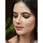 Buy Silvermerc Gold Plated Green & White Stone Studded Peacock Meenakari Nose Ring - Purplle