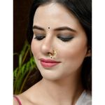 Buy Silvermerc Gold Plated White Stone Studded Meenakari Nose Ring - Purplle