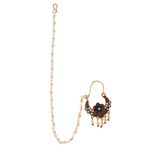 Buy Silvermerc Gold Plated Ethnic Wedding Bridal Chained Nose Ring - Purplle