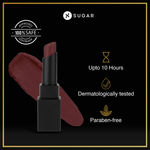 Buy SUGAR Cosmetics - Nothing Else Matter - Longwear Matte Lipstick - 12 Teak Over (Purple Brown, Brown Burgundy) - 3.2 gms - Water-Resistant, Premium Matte Lipstick, Paraben Free - Purplle