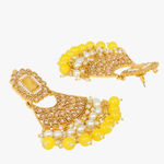 Buy STEORRA JEWELS Kundan Yellow Studded & White Beads Long Necklace Jewellery Set Yellow - Purplle