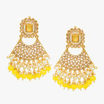 Buy STEORRA JEWELS Kundan Yellow Studded & White Beads Long Necklace Jewellery Set Yellow - Purplle