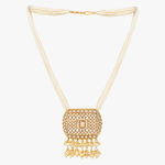 Buy STEORRA JEWELS Gold Plated Gold Kundan Stone & White Beads Long Necklace Jewellery Set Gold - Purplle