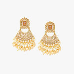Buy STEORRA JEWELS Gold Plated Gold Kundan Stone & White Beads Long Necklace Jewellery Set Gold - Purplle