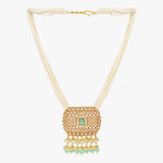 Buy STEORRA JEWELS Gold Plated Light Green Kundan Stone & White Beads Long Necklace Jewellery Set Light Green - Purplle