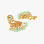 Buy STEORRA JEWELS Gold Plated Light Green Kundan Stone & White Beads Long Necklace Jewellery Set Light Green - Purplle