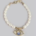 Buy Blueberry Women White Gold-Plated Handcrafted Evil Eye Charm Bracelet - Purplle