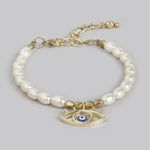 Buy Blueberry Women White Gold-Plated Handcrafted Evil Eye Charm Bracelet - Purplle