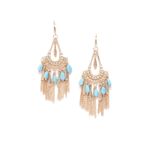 Buy Blueberry Turquoise Blue Gold-Plated Handcrafted Tasselled Stone-Studded Drop Earrings - Purplle