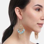 Buy Blueberry Turquoise Blue Gold-Plated Handcrafted Tasselled Stone-Studded Drop Earrings - Purplle