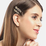 Buy Blueberry Women Set of 5 Gold-Plated Embellished Bobby Pins - Purplle