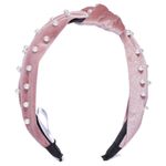 Buy Blueberry Pink & White Velvet Finish Beaded Hairband - Purplle