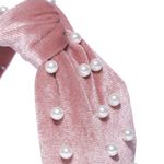 Buy Blueberry Pink & White Velvet Finish Beaded Hairband - Purplle