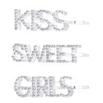 Buy Blueberry Women Set of 3 Silver-Plated Embellished Bobby Pins - Purplle