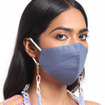 Buy Blueberry Women Blue Reusable 2-Ply Satin Outdoor Mask With Detachable Resin Chain Strap - Purplle