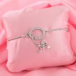 Buy Estele Rhodium Plated Oval Shape With Hanging A Letter Bracelet For Women - Purplle