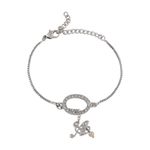 Buy Estele Rhodium Plated Oval Shape With Hanging A Letter Bracelet For Women - Purplle