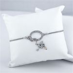 Buy Estele Rhodium Plated Oval Shape With Hanging A Letter Bracelet For Women - Purplle