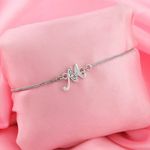 Buy Estele Rhodium Plated M Letter Bracelet With Crystals For Men & Women - Purplle