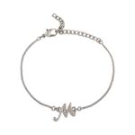 Buy Estele Rhodium Plated M Letter Bracelet With Crystals For Men & Women - Purplle