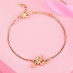 Buy Estele Gold Plated Artistic M Initial Bracelet With Austrian Crystals For Men & Women - Purplle