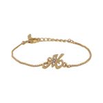 Buy Estele Gold Plated Artistic M Initial Bracelet With Austrian Crystals For Men & Women - Purplle