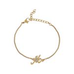 Buy Estele Gold Plated Artistic M Initial Bracelet With Austrian Crystals For Men & Women - Purplle
