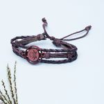 Buy Golden Peacock Coffee Brown Danger Pirate Skull Leather Multistranded Handcrafted Bracelet - Purplle