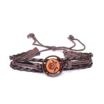 Buy Golden Peacock Coffee Brown Danger Pirate Skull Leather Multistranded Handcrafted Bracelet - Purplle