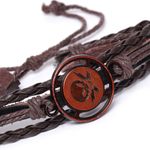 Buy Golden Peacock Coffee Brown Danger Pirate Skull Leather Multistranded Handcrafted Bracelet - Purplle